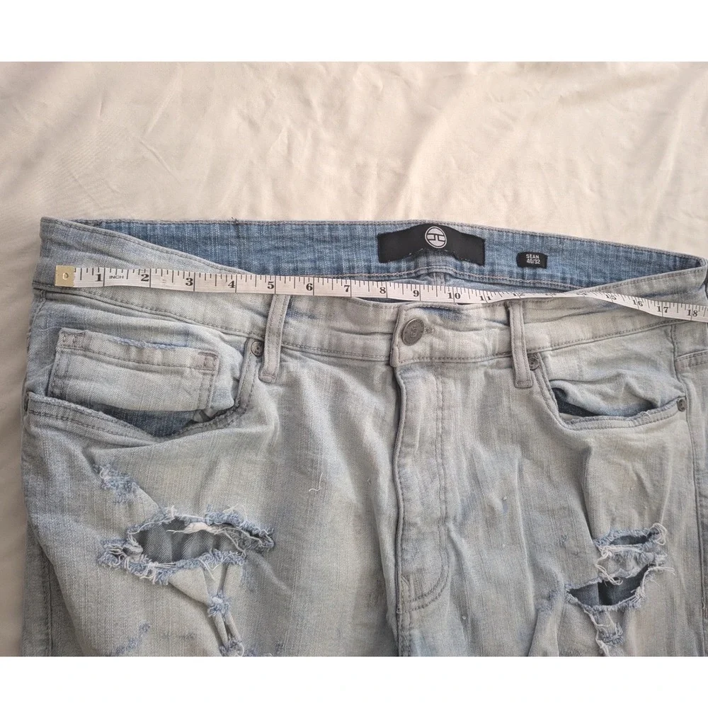 Jordan Craig Sean Distressed Slim Fit Light Wash Denim Jeans Mens‎ 40x32 Ripped